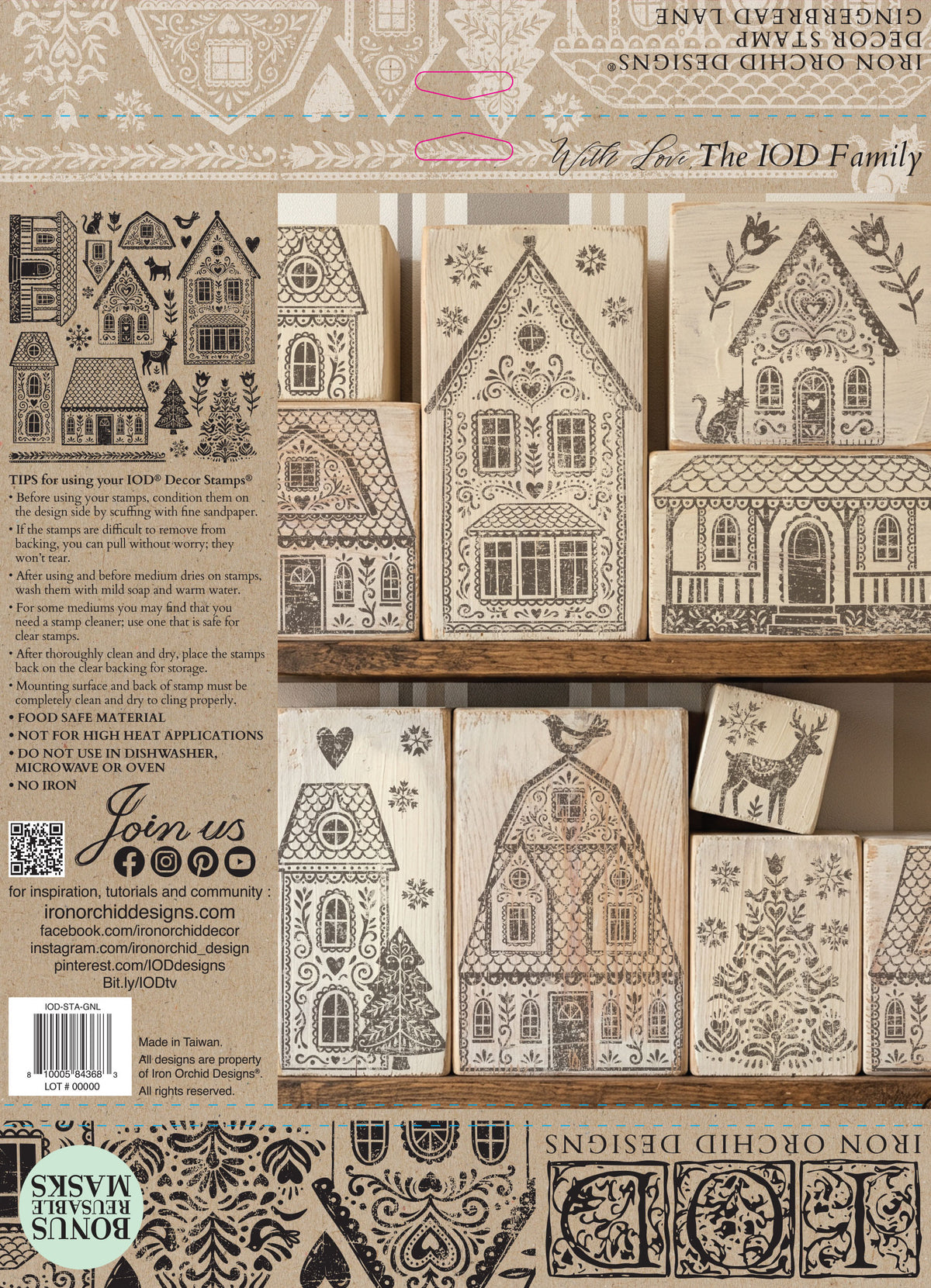 Gingerbread Lane - 12x12 IOD Stamp - Iron Orchid Designs - LIMITED EDITION