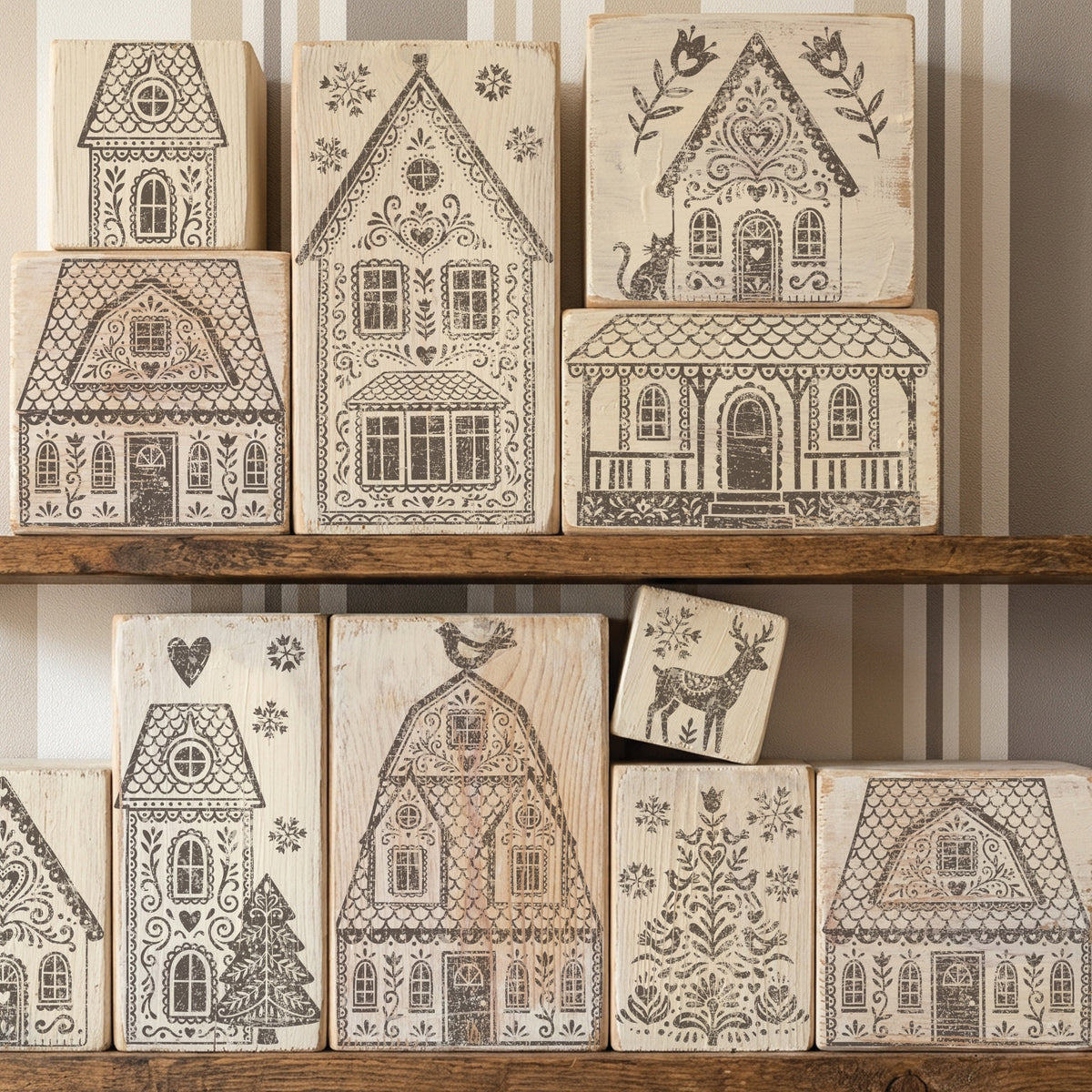 Gingerbread Lane - 12x12 IOD Stamp - Iron Orchid Designs - LIMITED EDITION