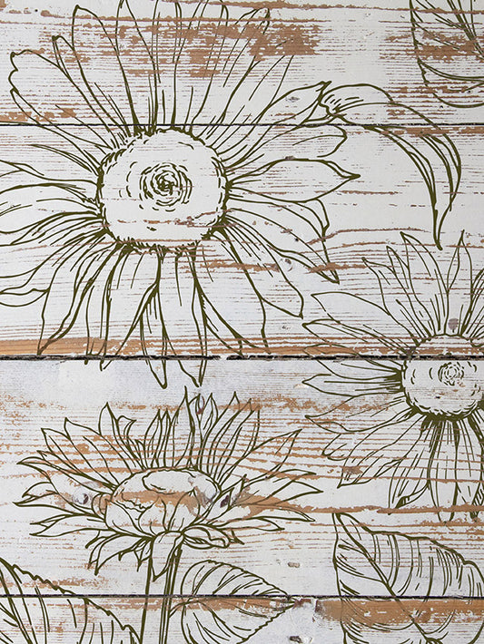 Sunflowers - 12x12 IOD Stamp - Iron Orchid Designs - 2 Sheets 12x12 Stamp Sets with Mask