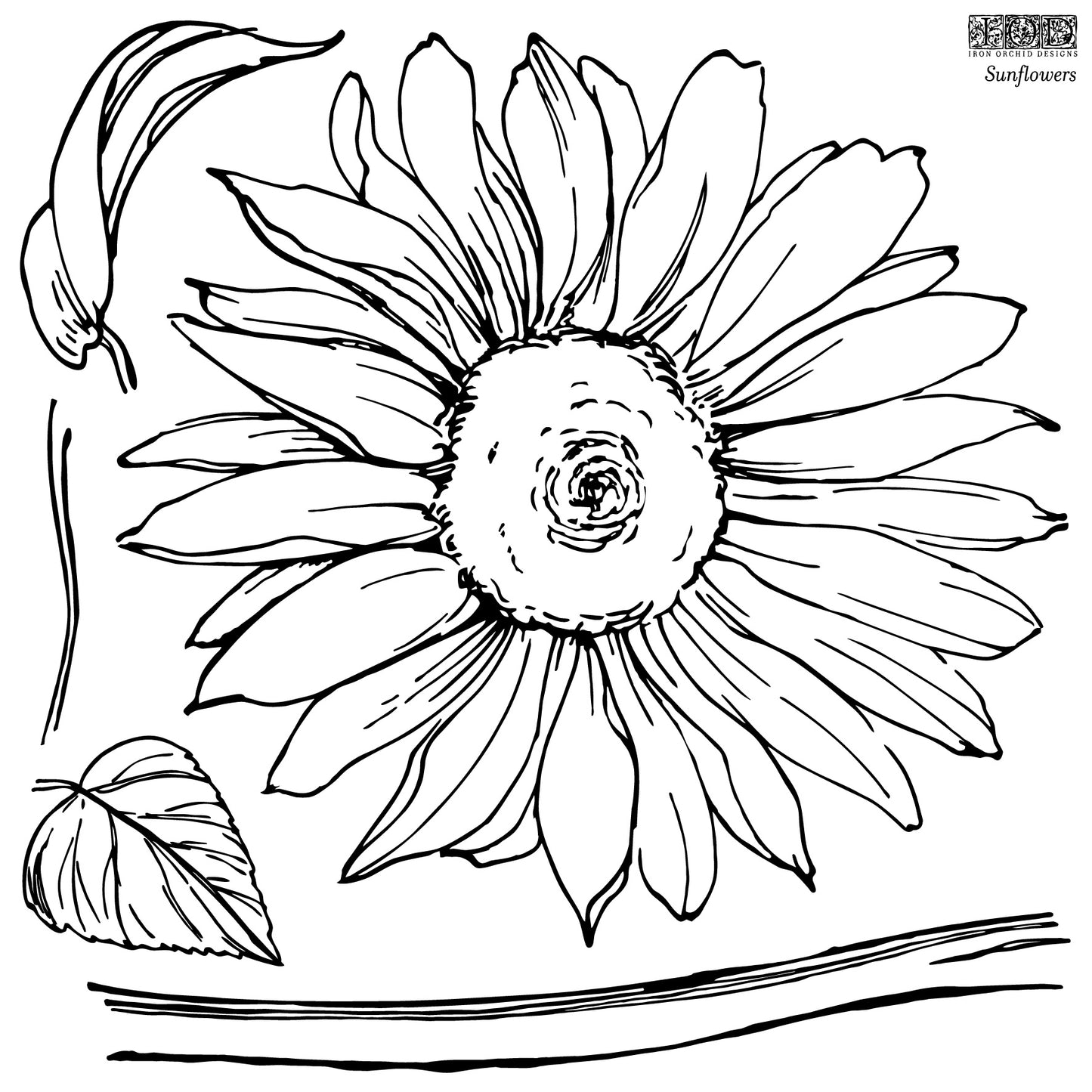 Sunflowers - 12x12 IOD Stamp - Iron Orchid Designs - 2 Sheets 12x12 Stamp Sets with Mask