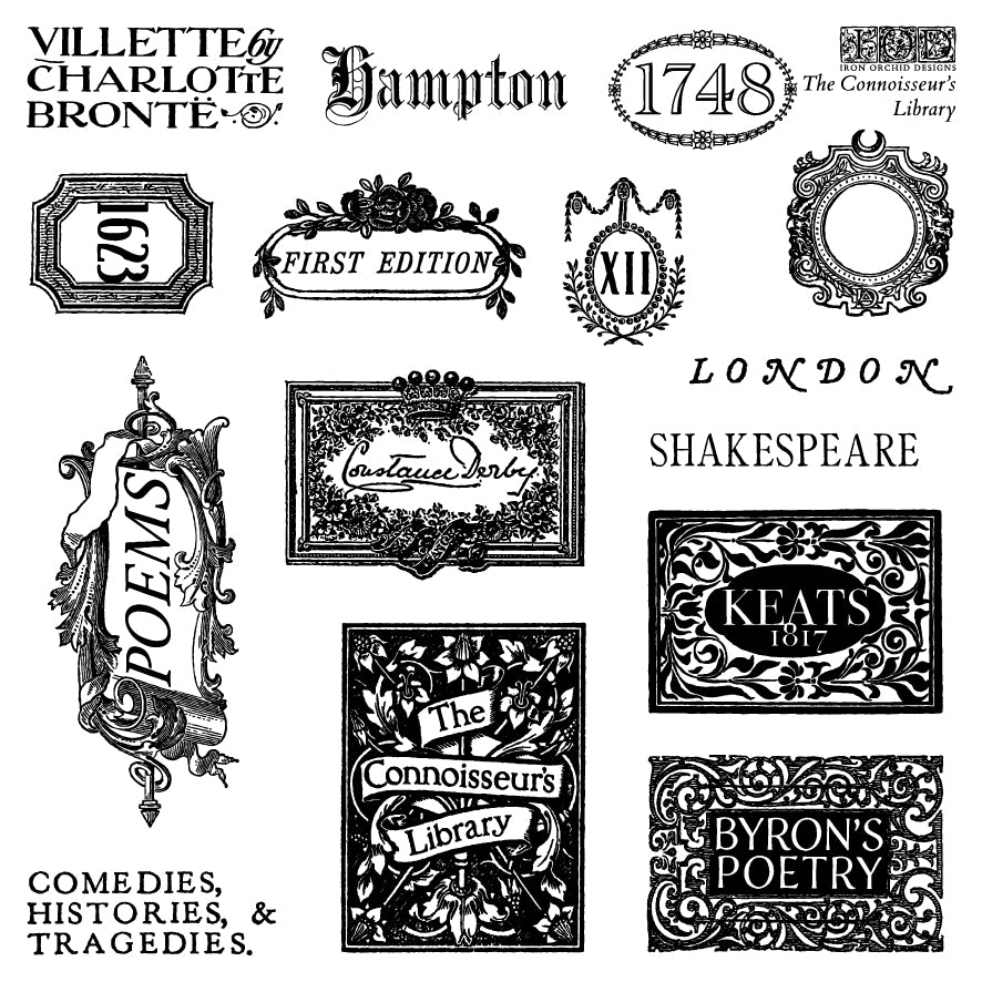 Iron Orchid Designs - Connoisseurs Library 6x6 - 4 Sheet Boxed Stamp Set
