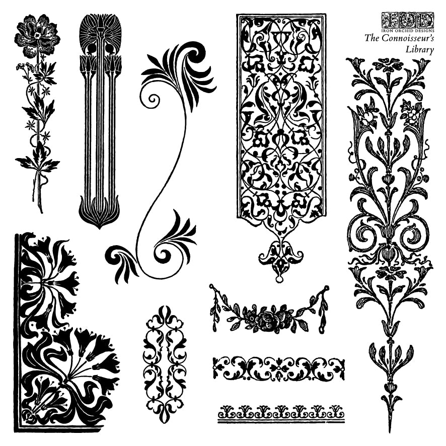 Iron Orchid Designs - Connoisseurs Library 6x6 - 4 Sheet Boxed Stamp Set