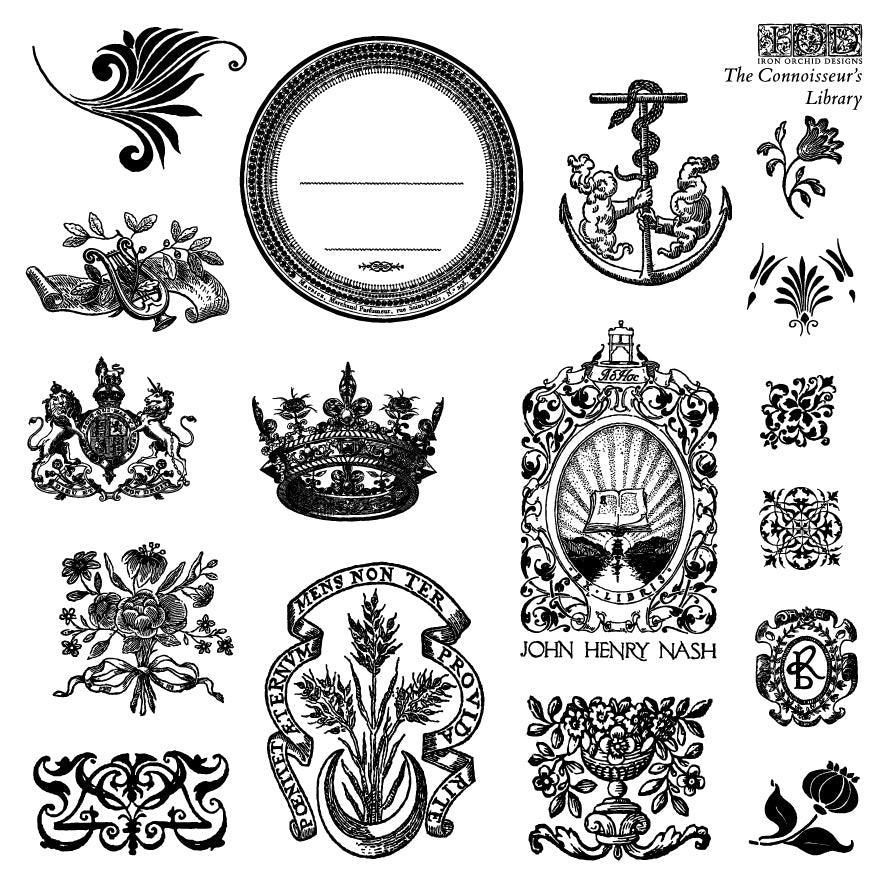Iron Orchid Designs - Connoisseurs Library 6x6 - 4 Sheet Boxed Stamp Set