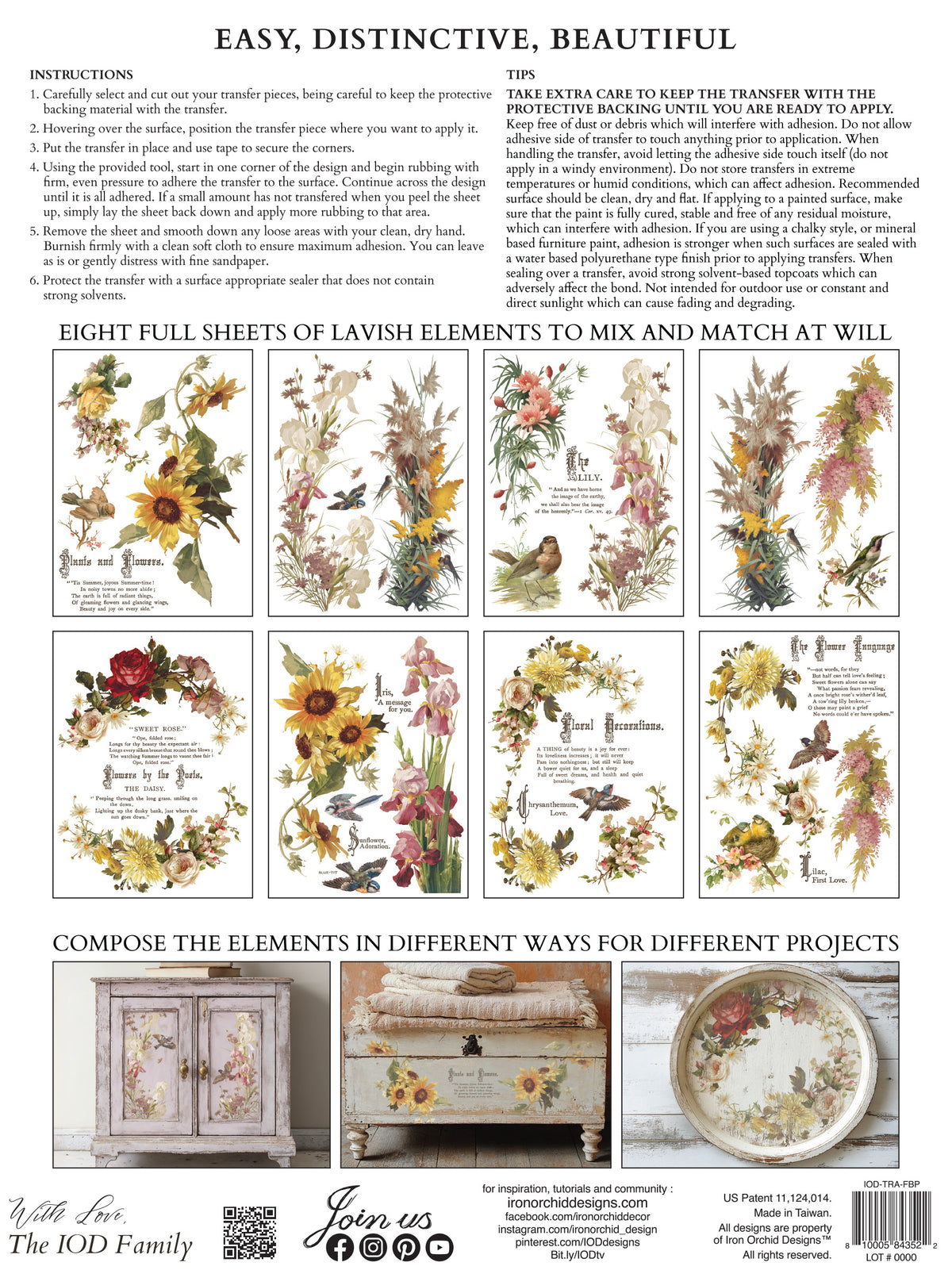 IOD - Iron Orchid Designs - Flowers by The Poets Transfer 12x16 Pad™