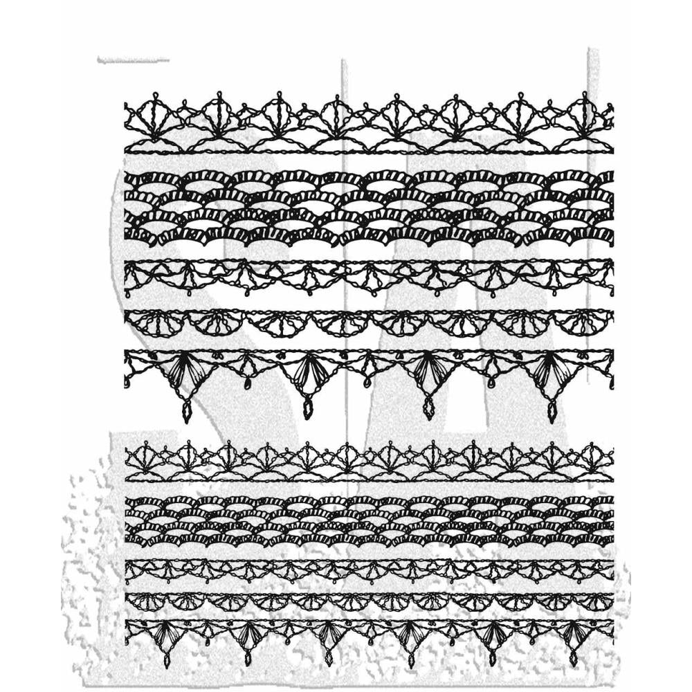 Stampers Anonymous - Tim Holtz Cling Rubber Stamp - Crochet Trims