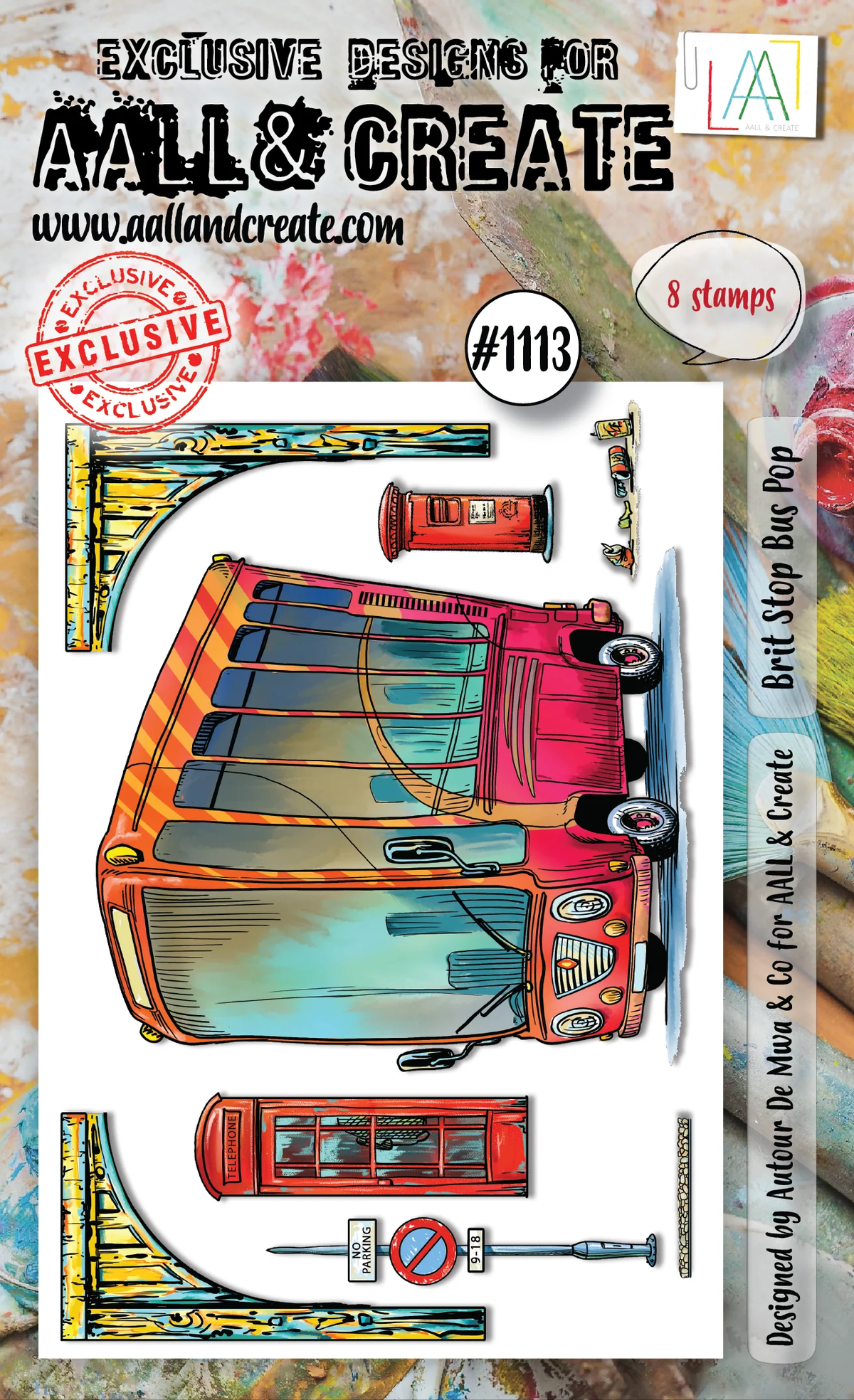 AALL & Create A6 Photopolymer Clear Stamp Set - Brit Stop Bus Pop
