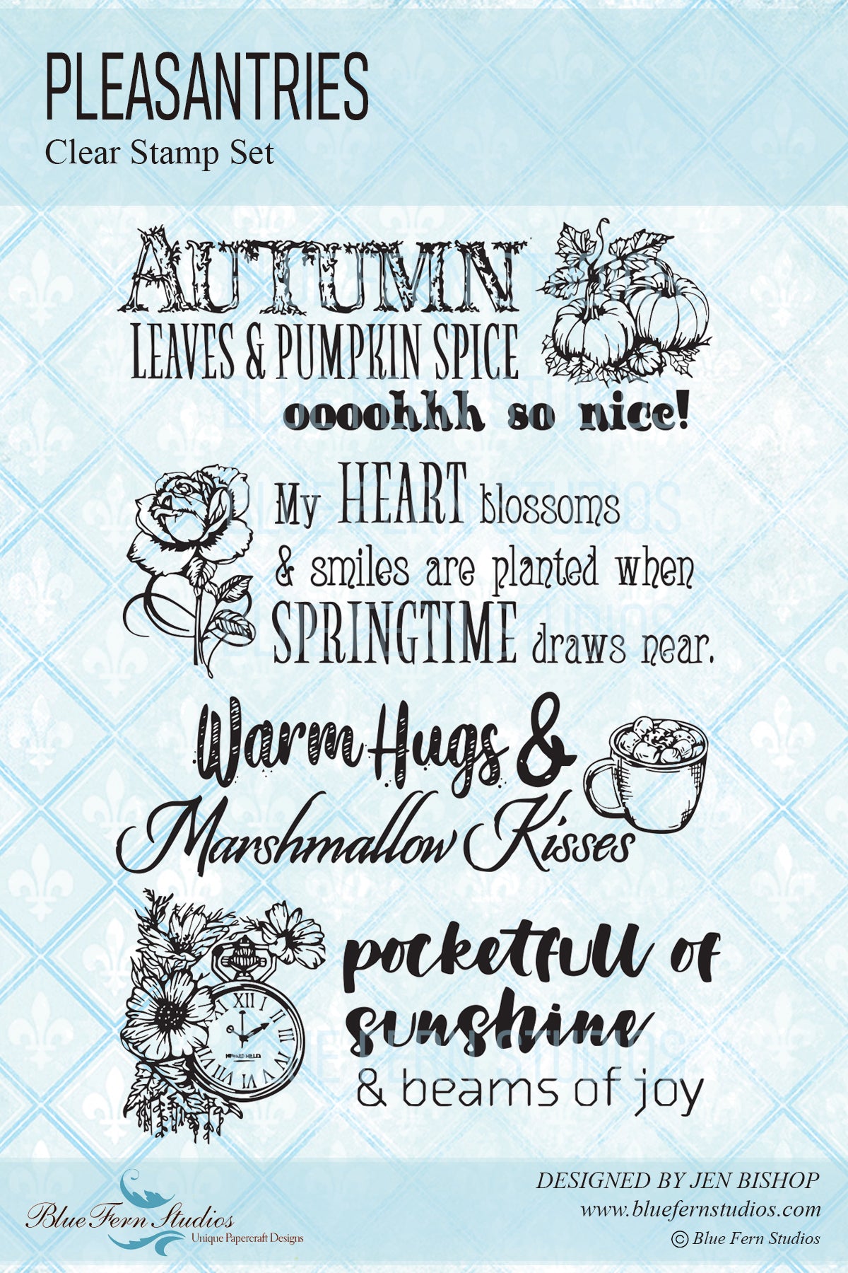 Pleasantries - Blue Fern - Seasons Collection by Jen Bishop