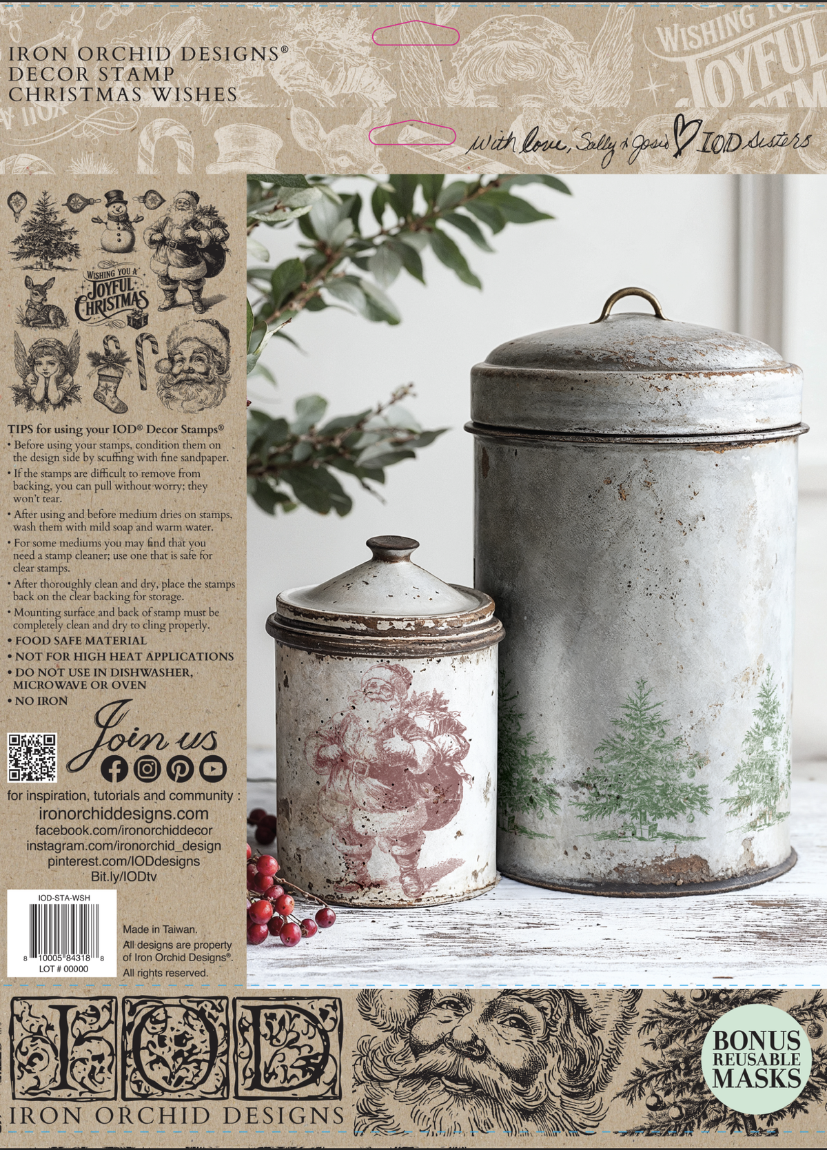 Christmas Wishes - 12x12 IOD Stamp - Iron Orchid Designs
