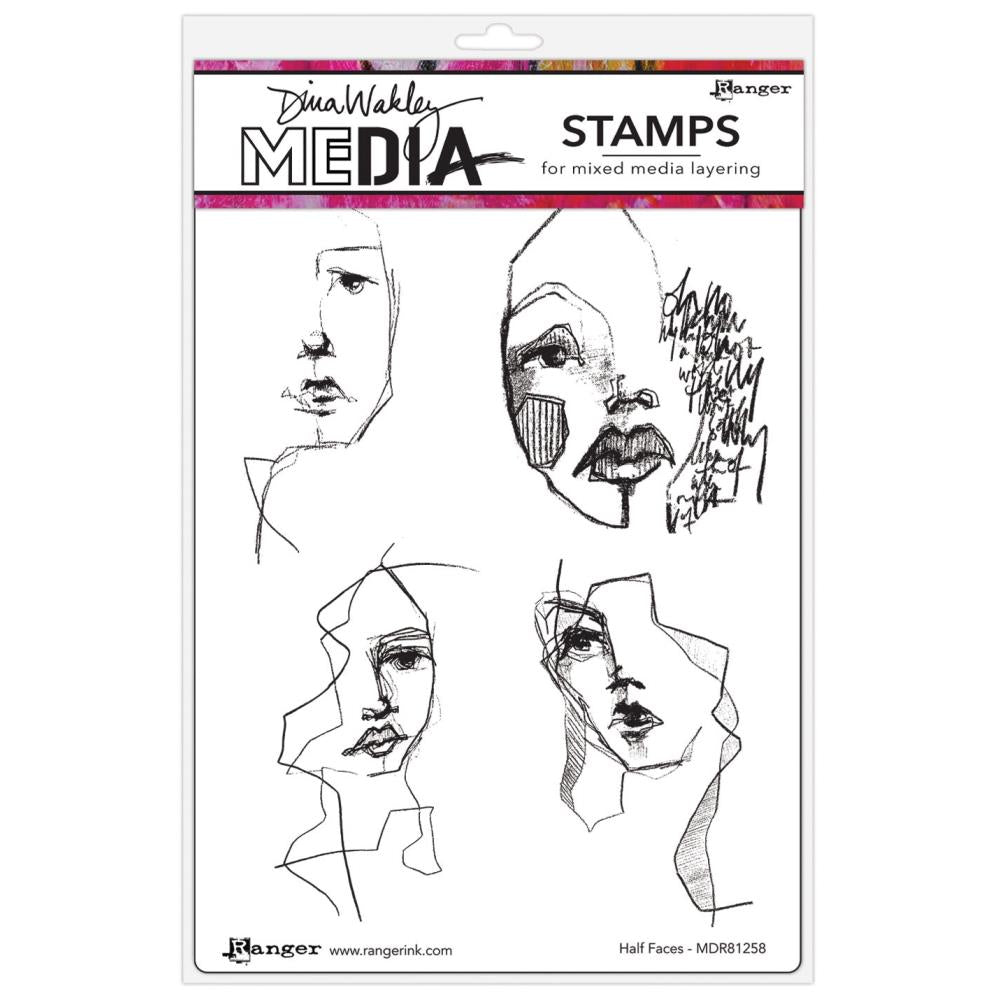 Ranger - Dina Wakley Media Stamp Set - Half Faces