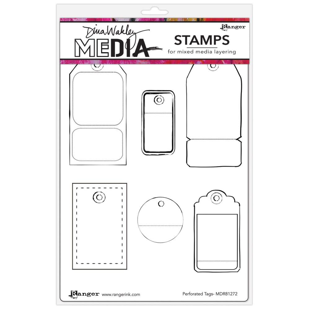 Ranger - Dina Wakley Media - Perforated Tags Stamp Set