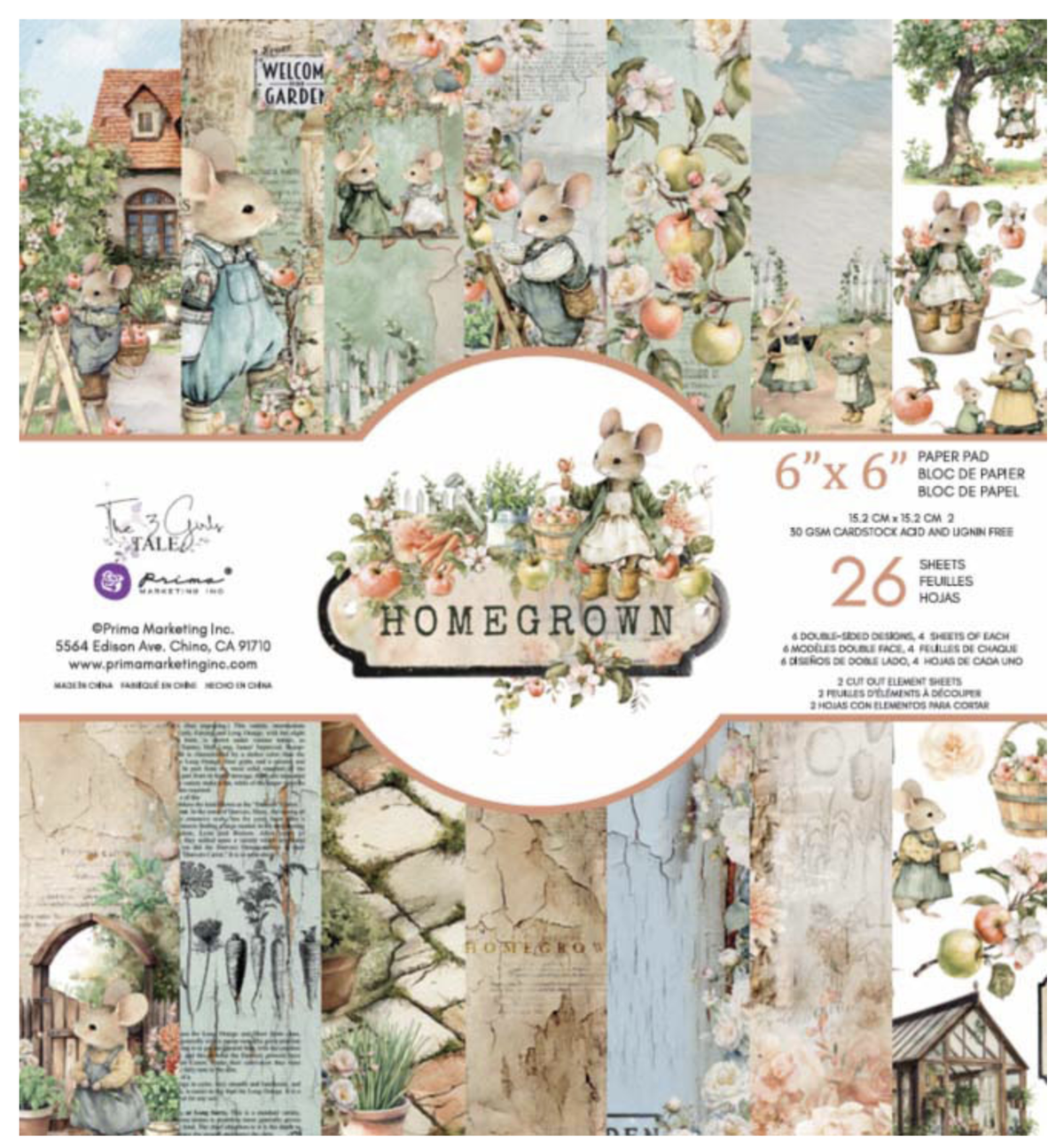 Prima Marketing - Homegrown - 6x6 Paper Pack Collection - The 3 Girls Tale