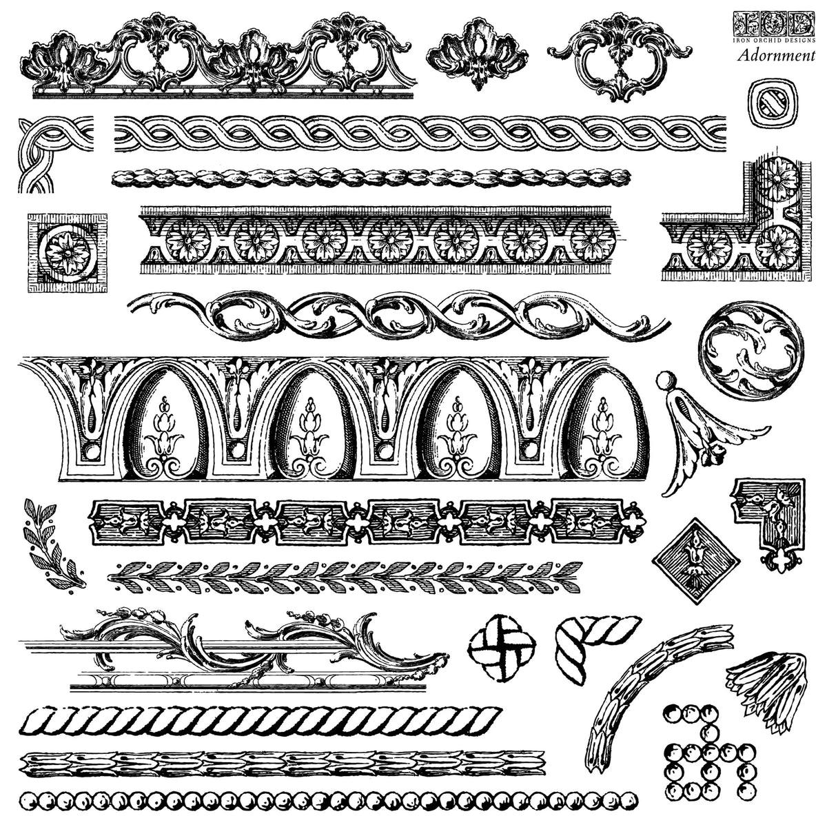 NEW! Iron Orchid  Décor Stamp Set - 12x12 - Adornment