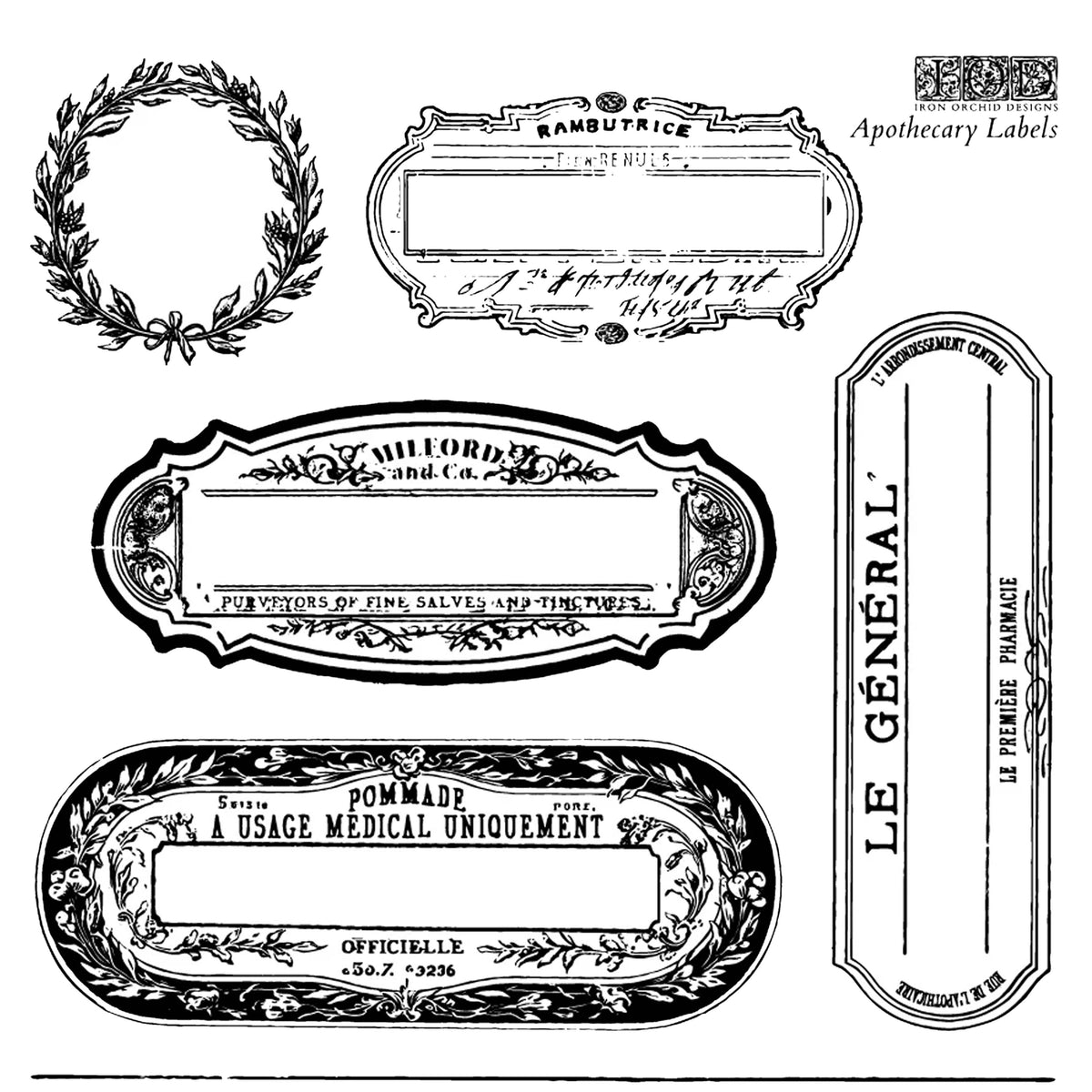 Iron Orchid Designs - Apothecary Labels - 6x6 Stamp