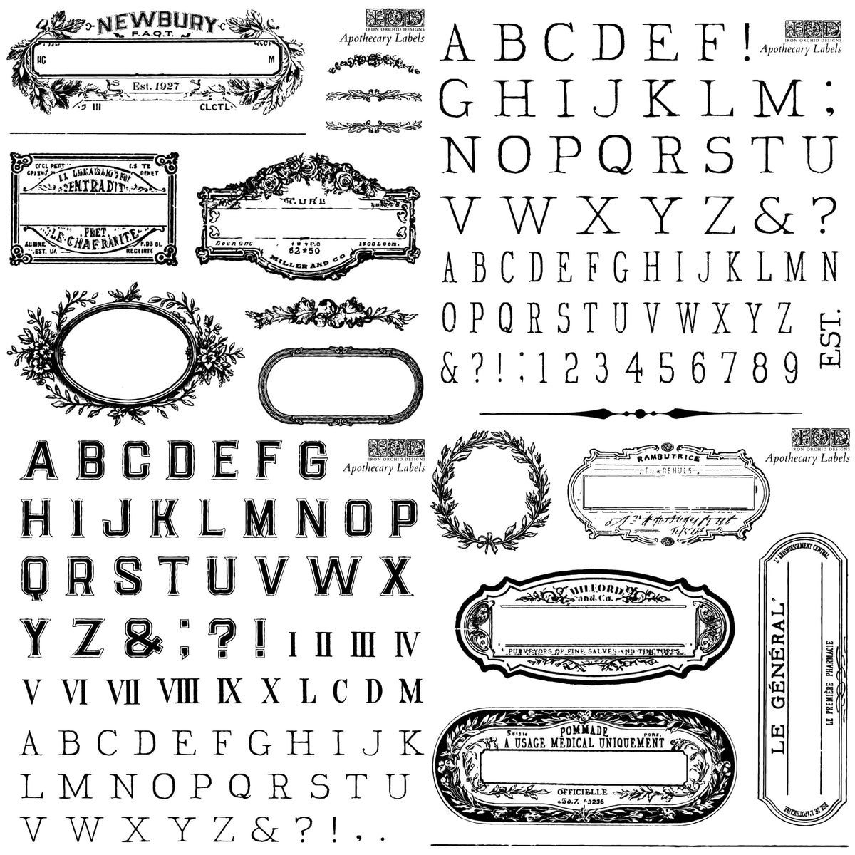 Iron Orchid Designs - Apothecary Labels - 6x6 Stamp
