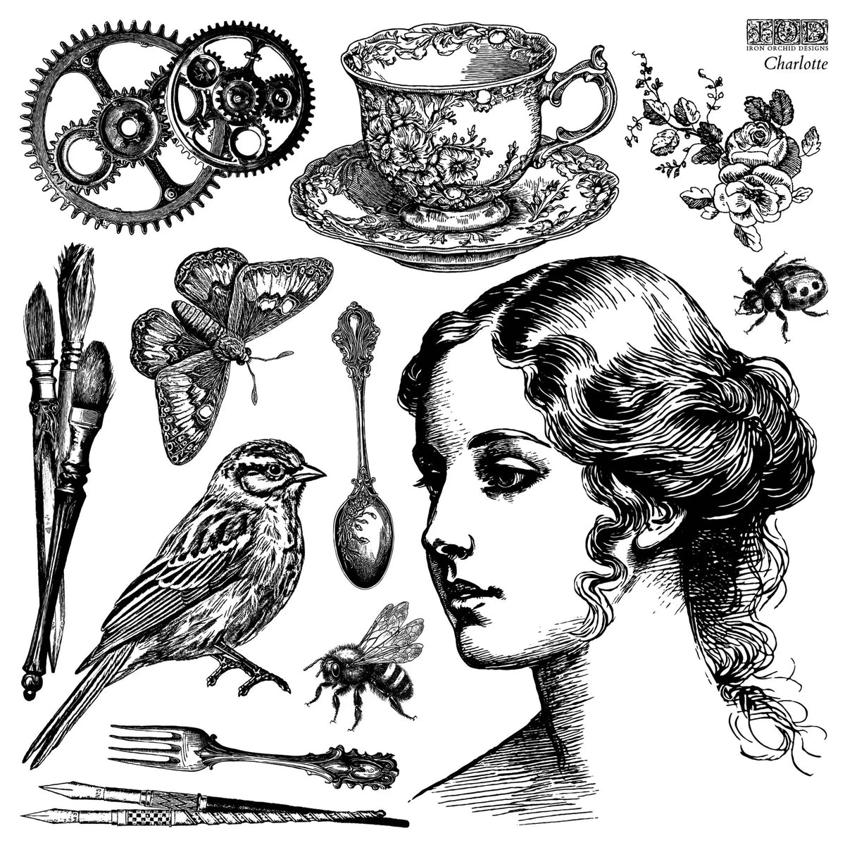 NEW! Iron Orchid  Décor Stamp Set - 12x12 - Charlotte