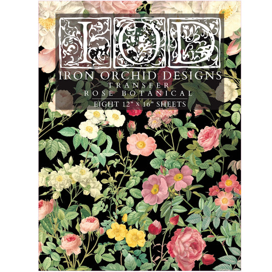 Iron Orchid Rose Botanical Transfer - 12x16