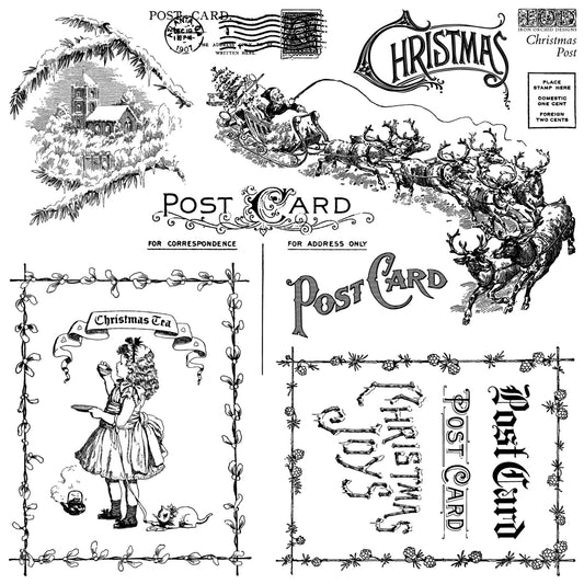 Christmas Post - 12x12 IOD Stamp - Iron Orchid Designs