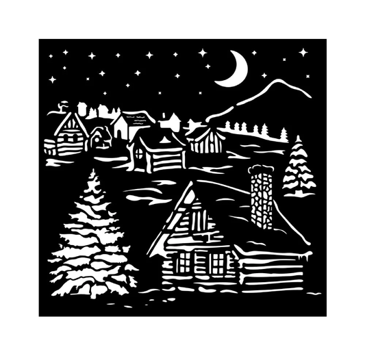 Stamperia - The Owl's House Stencil - Cottages