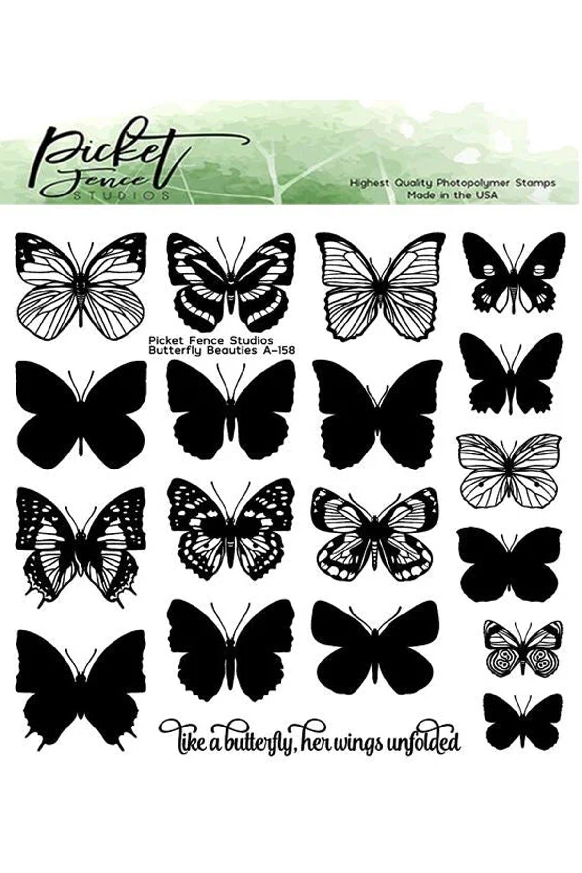 Picket Fence - Butterfly Beauties Stamp Set - 6 x 6
