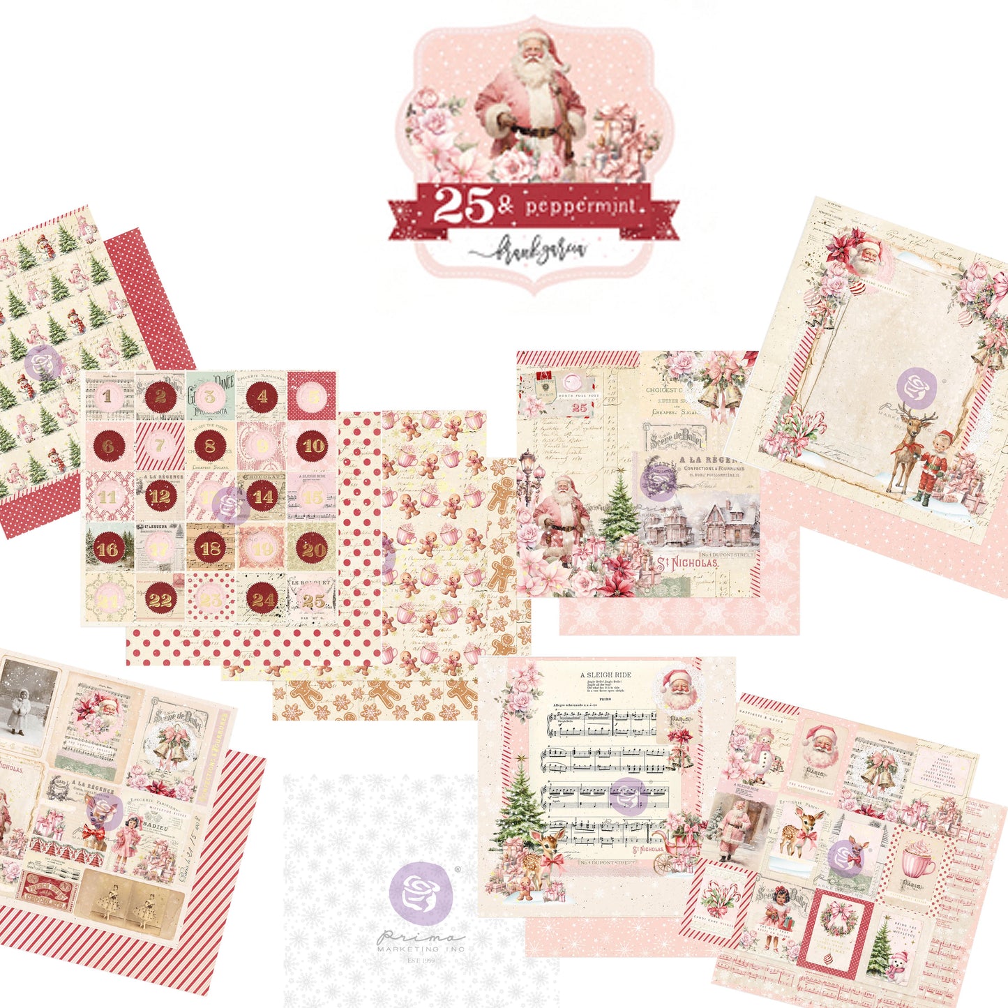Prima Marketing - 25 & Peppermint - 12x12 Paper Pack Collection - Frank Garcia