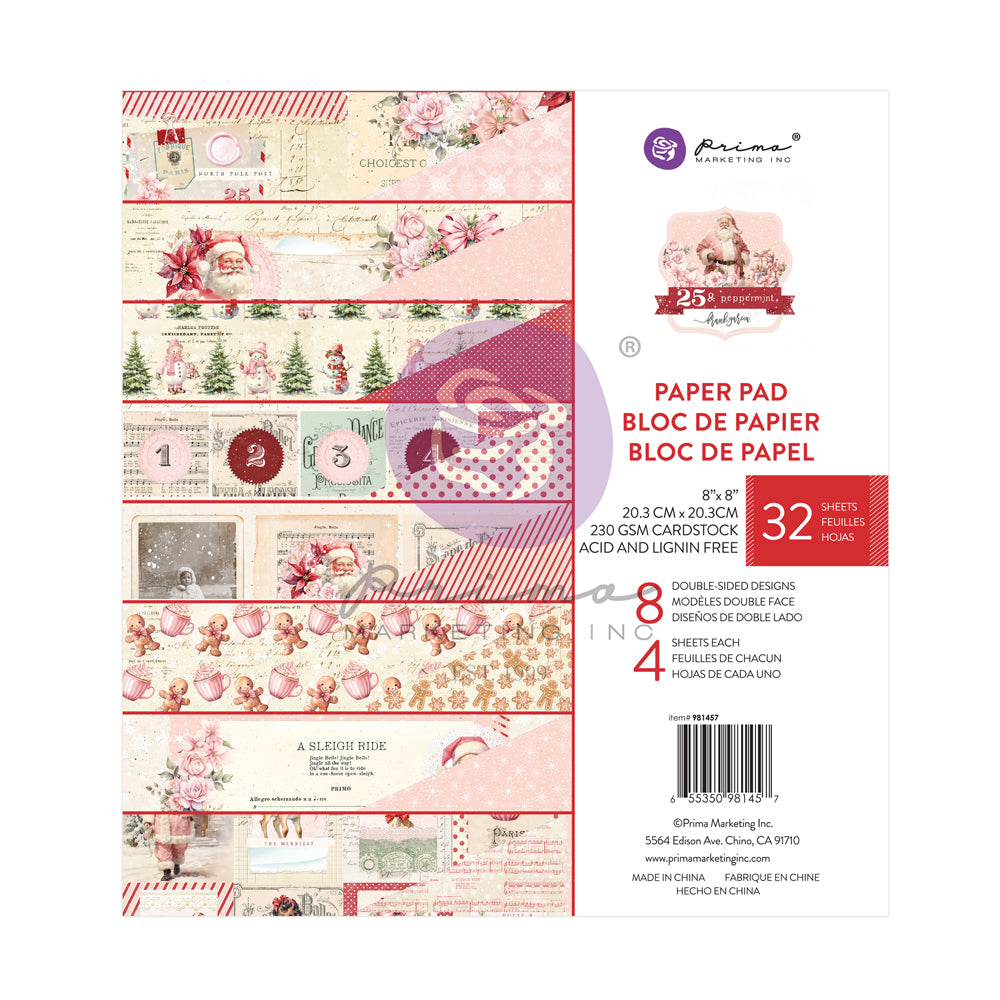 Prima Marketing - 25 & Peppermint - 8x8 Paper Pad