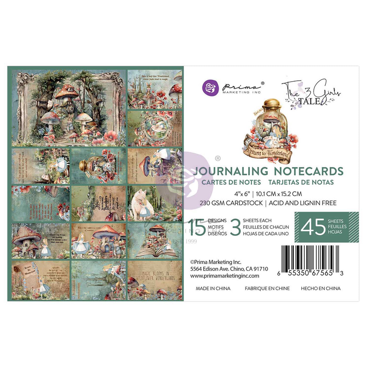 Prima Marketing - Return to Wonderland Collection - 4x6 Journaling Cards