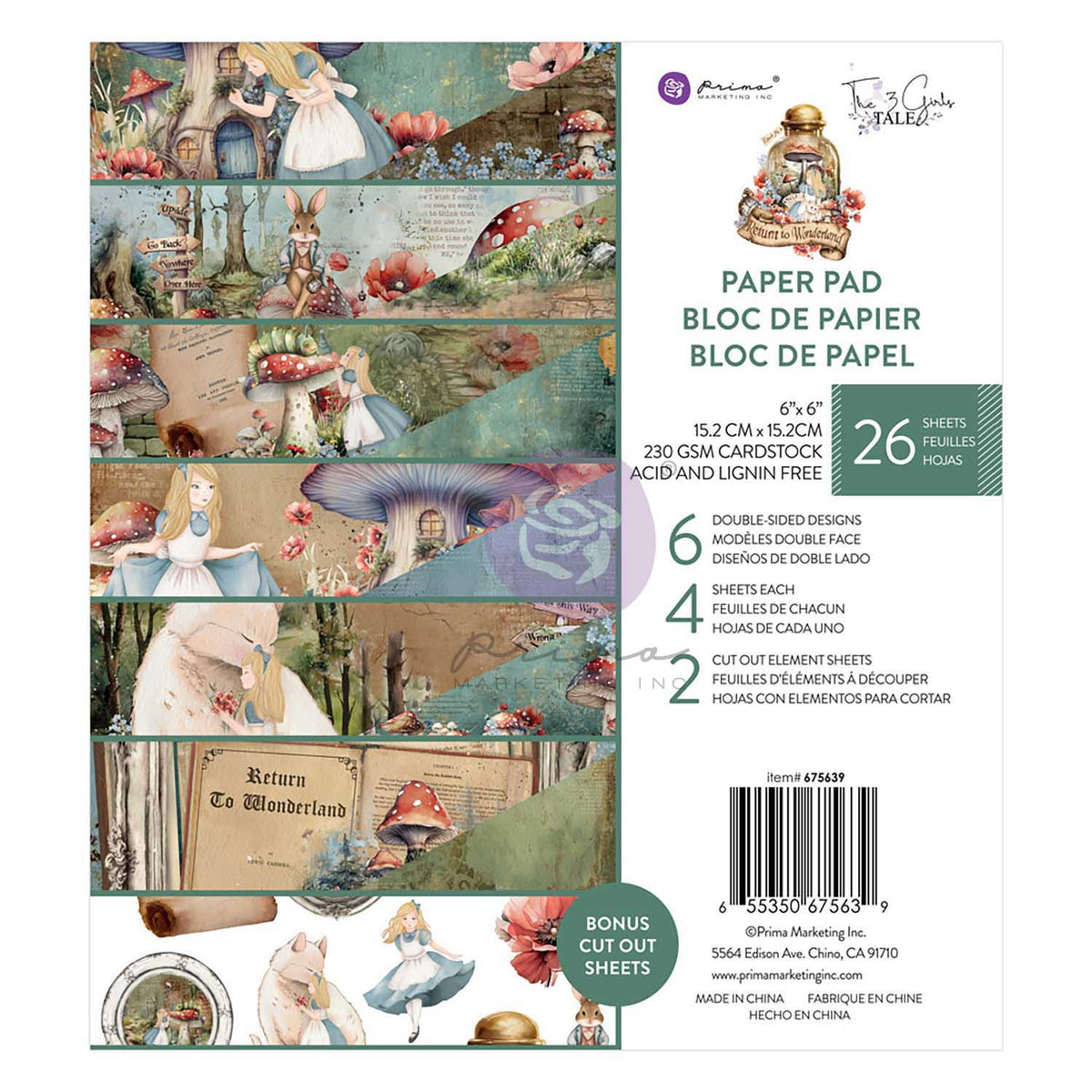 Prima Marketing - Return to Wonderland Collection - 6x6 - 26 Sheets - Double Sided
