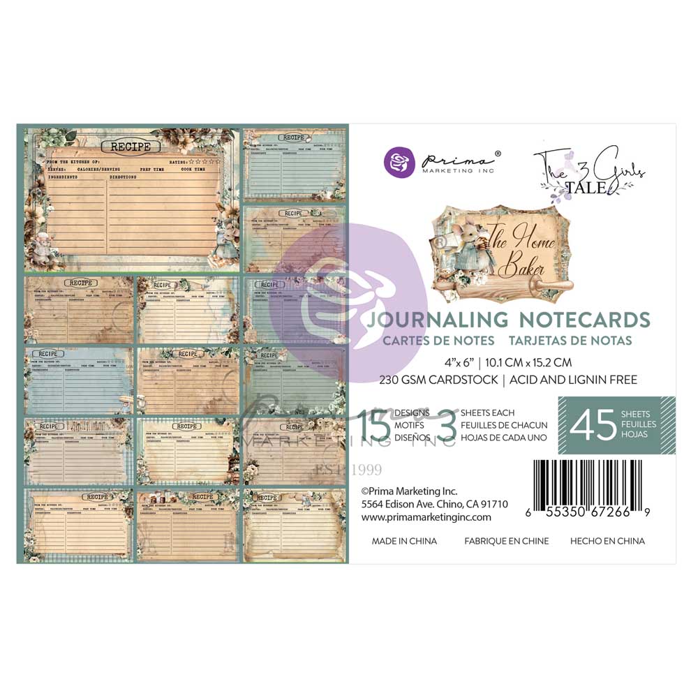 Prima Marketing - The Home Baker Collection - 4x6 Journaling Cards