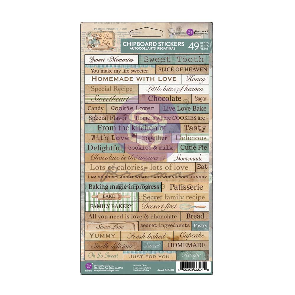 Prima Marketing - The Home Baker Collection - Chipboard Stickers