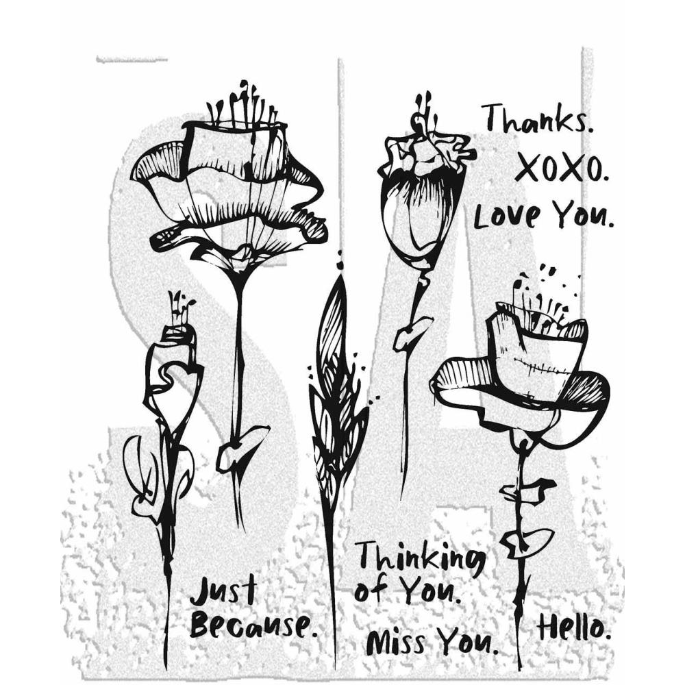 Stampers Anonymous - Tim Holtz Cling Rubber Stamp - Abstract Florals