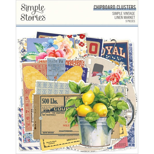 Simple Stories - Simple Vintage - Linen Market Chipboard Clusters