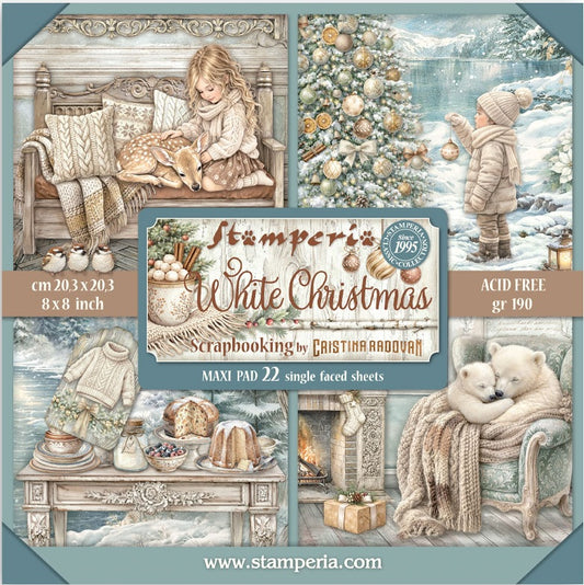Stamperia White Christmas 8x8 Paper Pad - MAXI - Single Sided