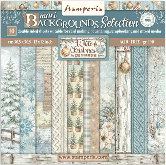 Stamperia White Christmas Backgrounds 12x12 Paper Pad - Double-Sided