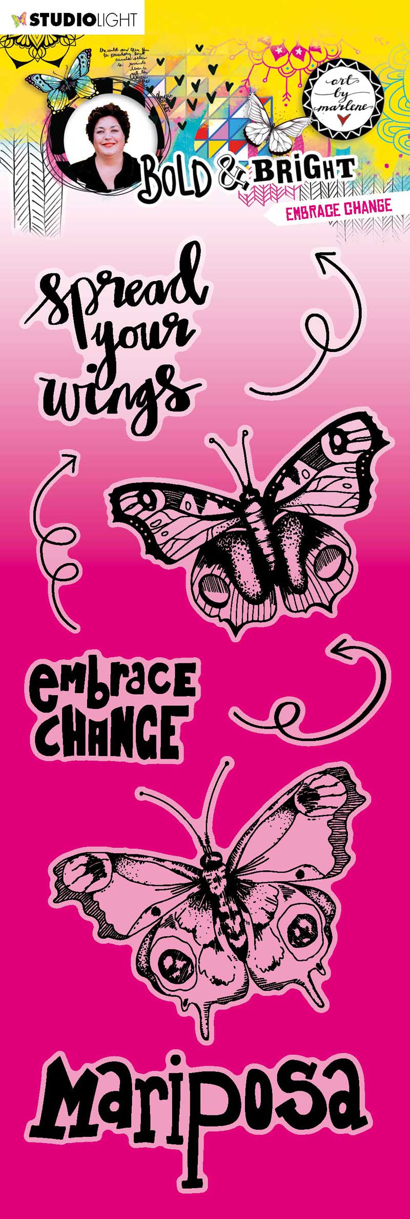 Studio Light Art By Marlene Bold & Bright Collection - Clear Stamp Set - Embrace Change