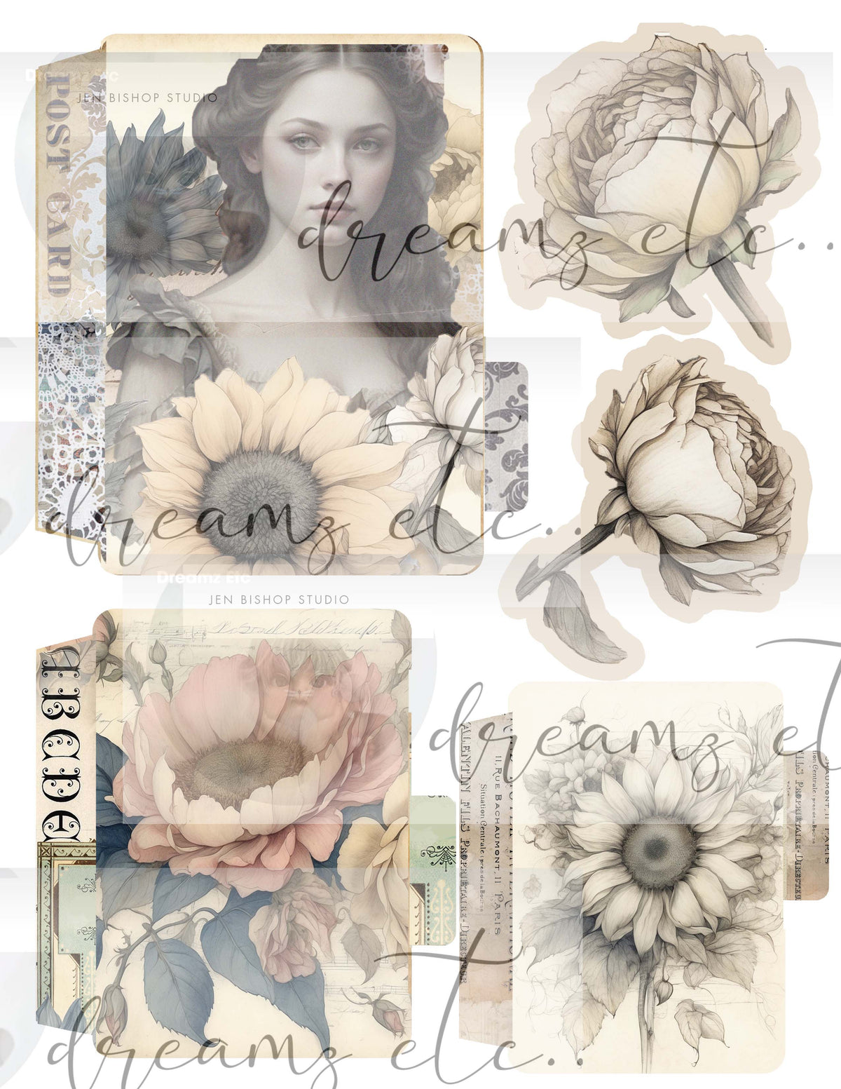 Sunflower Vignettes - Digital Journal Kit