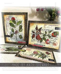 Tim Holtz - Stampers Anonymous - Festive Collage -Cling Mount Stamp