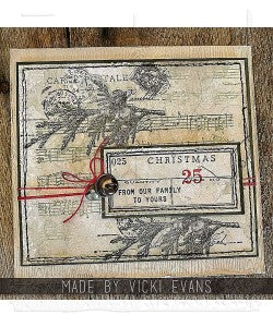 Tim Holtz - Stampers Anonymous - Festive Collage -Cling Mount Stamp