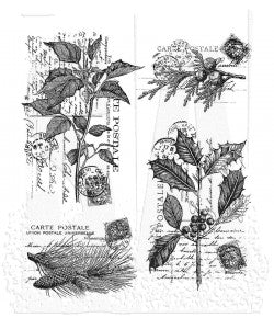 Tim Holtz - Stampers Anonymous - Festive Collage -Cling Mount Stamp