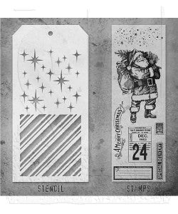 Tim Holtz Mixed-Media Stamps & Stencil Set: Vintage Holiday