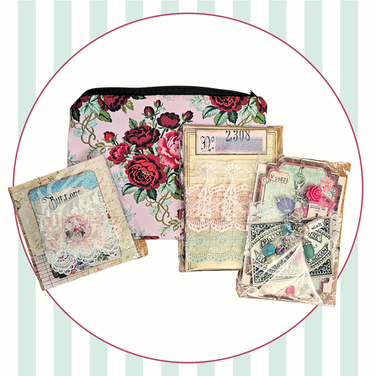 Vintage Goodie Bag - Handmade - Trim Pack, Button Snippets and Bead Dangle