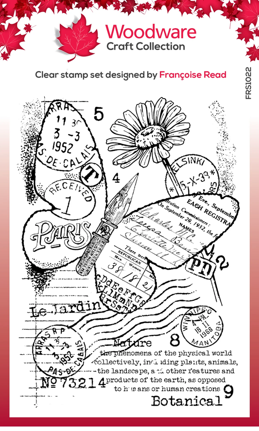 Woodware Clear Stamps 4"X6" - Paper Nib Butterfly