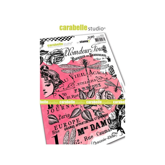 Carabelle Studio Cling Stamp A5 (Larger Size) - "Fabric Collage" - Jen Bishop *
