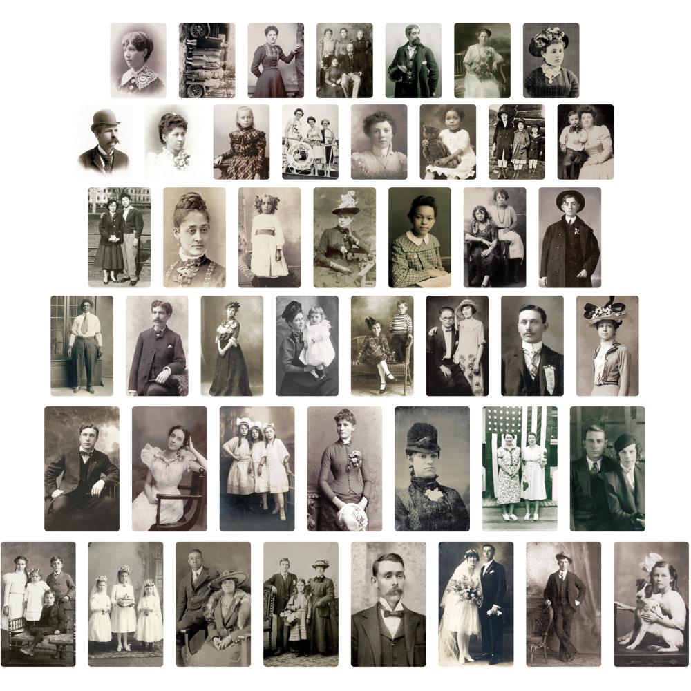 Idea-Ology Found Relatives Vintage Portraits 45/Pkg - Tim Holtz