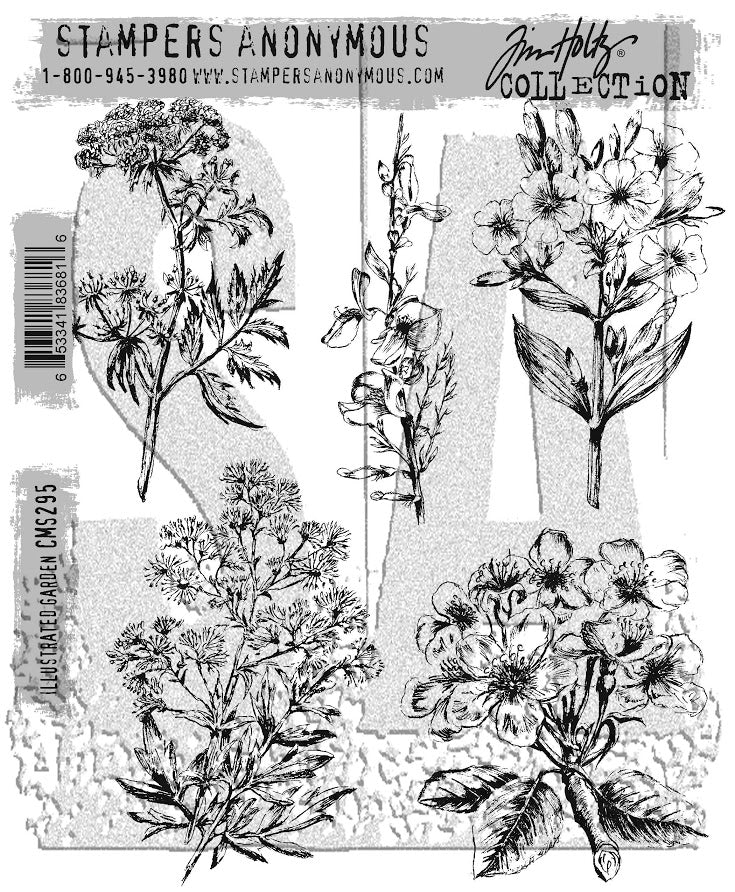 Tim Holtz - Stampers Anonymous - ILLUSTRATED GARDEN - STAMP SET - PRE-ORDER