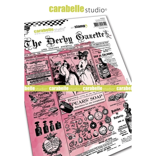 Carabelle Studio - "Cling Stamp A5 (larger size) : "Vintage Ads" by Jen Bishop