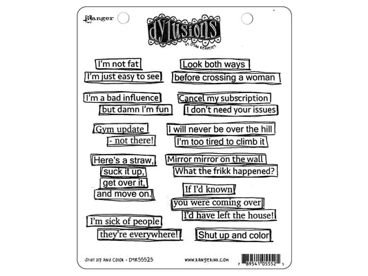 Dylusions Cling Stamps - Shut Up & Color Sentiments