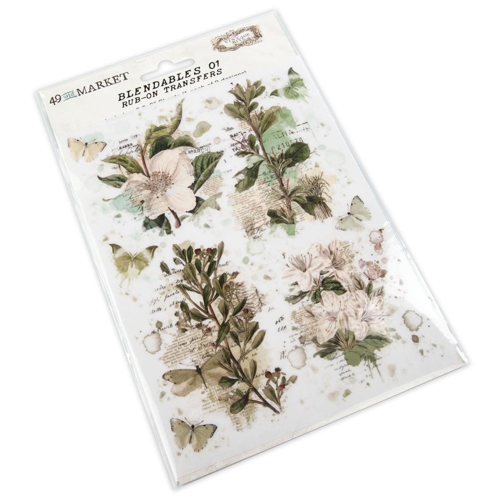 NEW! 49 and Market Essential Rub-Ons 6"x8" - 2 Sheets - Blendables 01