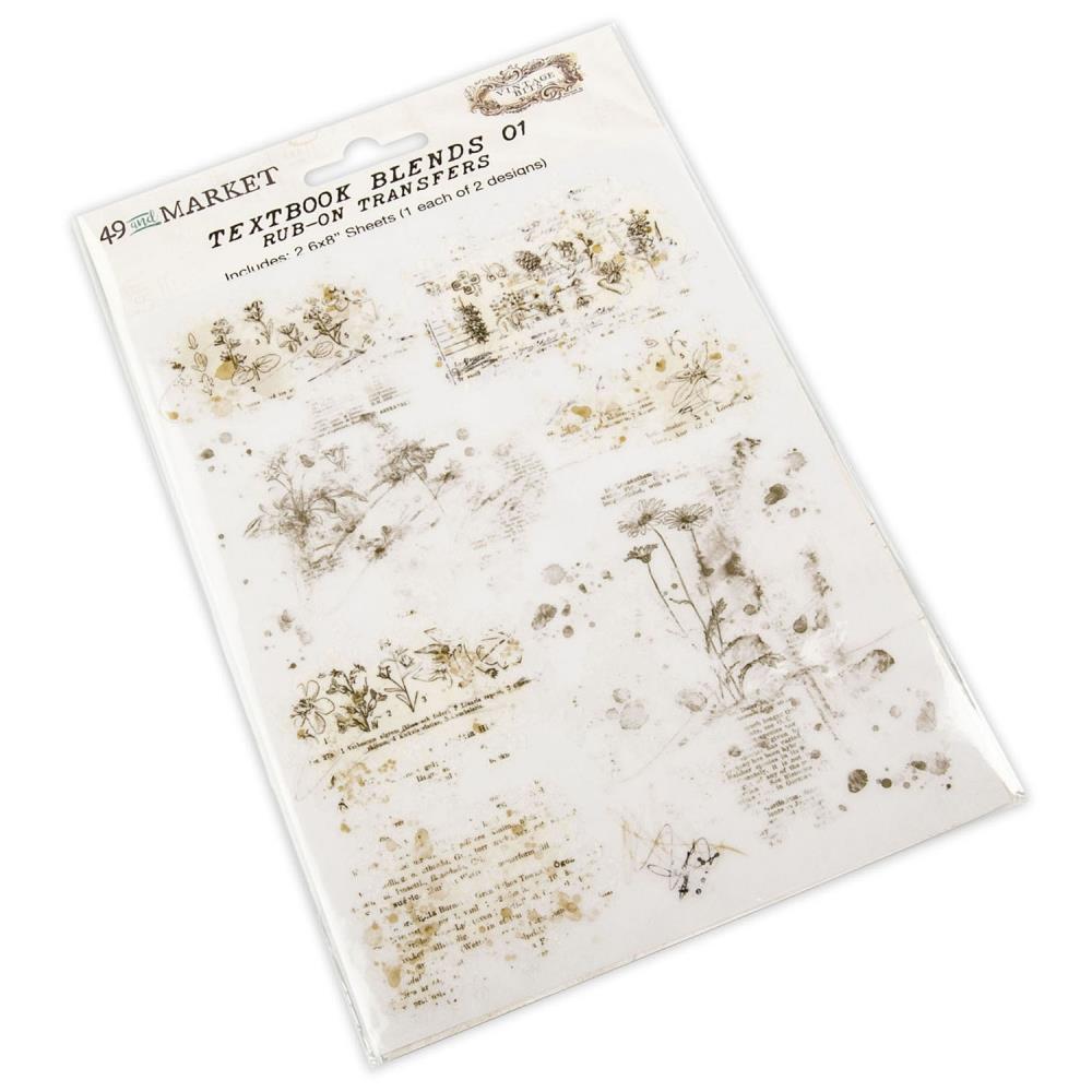 NEW! 49 and Market Essential Rub-Ons 6"x8" - 2 Sheets - Textbook Blends