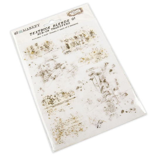 NEW! 49 and Market Essential Rub-Ons 6"x8" - 2 Sheets - Textbook Blends