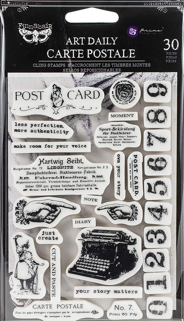 Prima Marketing - Finnabair - Cling Rubber Stamp Set - Art Daily - Carte Postale